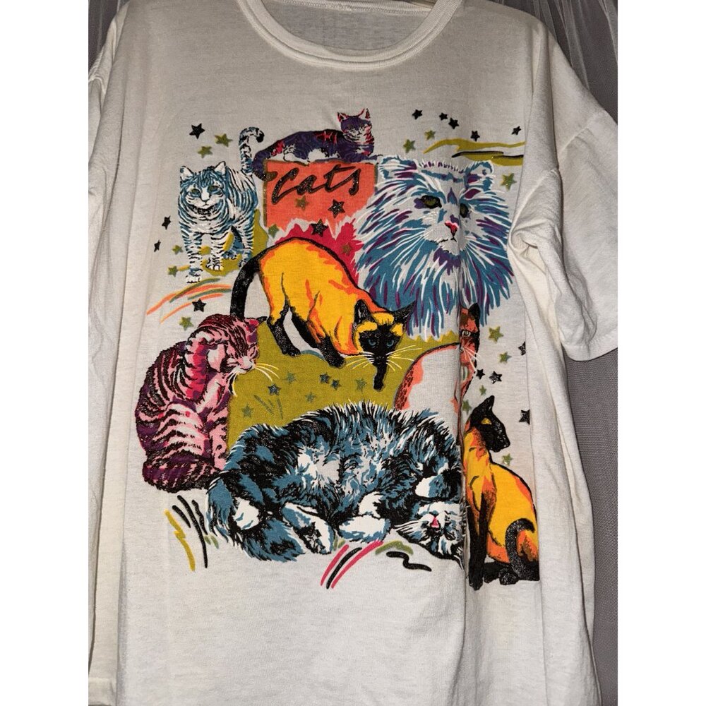 Vintage XXL Oversized all over Cat print single stitch graphic tee - Picture 6 of 10